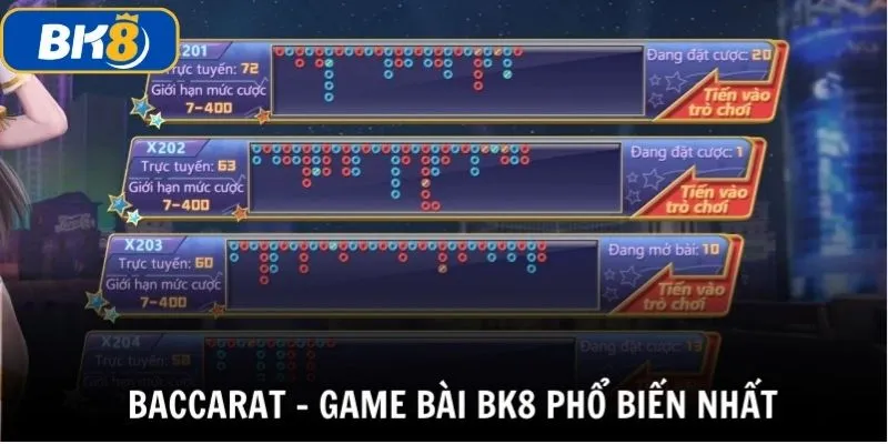 Trò chơi Baccarat rất được ưa chuộng tại danh mục game bài BK8