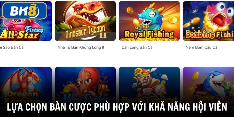 Mẹo bắn cá - Lựa chọn bàn cược phù hợp với khả năng của hội viên